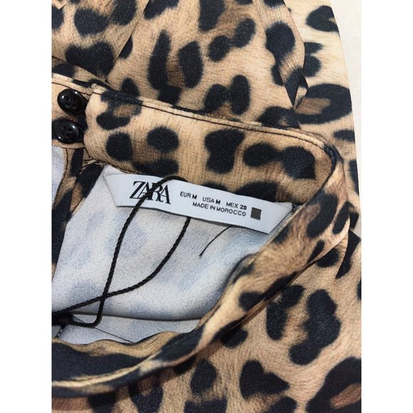 ZARA Leopard Animal Print Mock Neck Dress size Medium - Picture 9 of 9